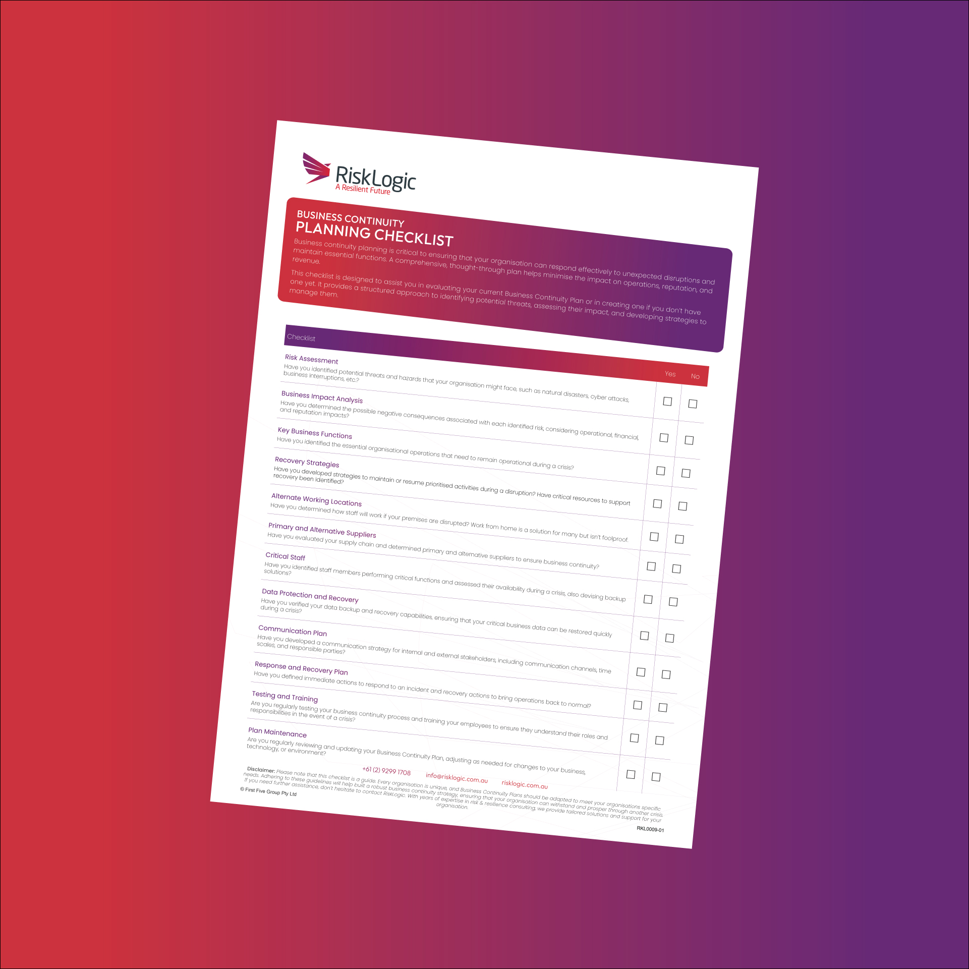 Business Continuity Planning Checklist